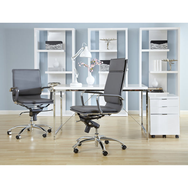Gunar Pro High Back Executive Office Chair with Tilt Mechanism and Polished Steel Base