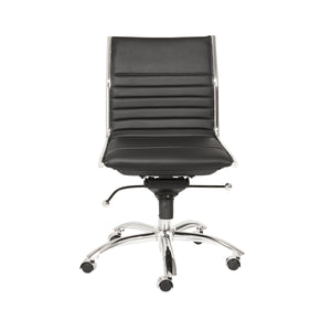 Dirk Armless Low Back Office Chair with Bungee Seat and Polished Base for Modern Workspace