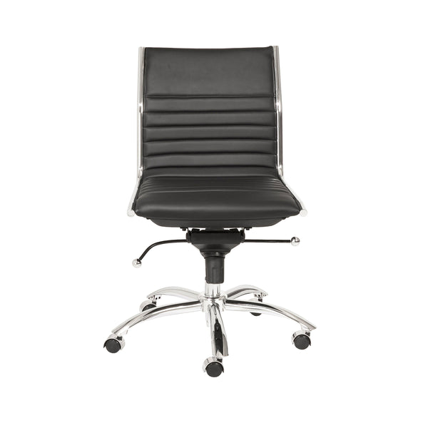 Dirk Armless Low Back Office Chair with Bungee Seat and Polished Base for Modern Workspace
