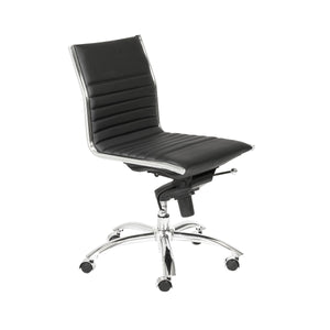 Dirk Armless Low Back Office Chair with Bungee Seat and Polished Base for Modern Workspace