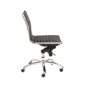 Dirk Armless Low Back Office Chair with Bungee Seat and Polished Base for Modern Workspace
