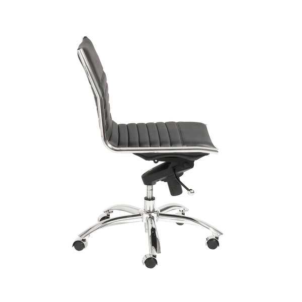 Dirk Armless Low Back Office Chair with Bungee Seat and Polished Base for Modern Workspace