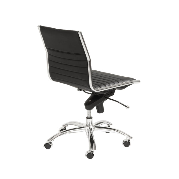 Dirk Armless Low Back Office Chair with Bungee Seat and Polished Base for Modern Workspace
