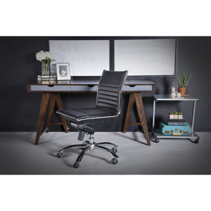 Dirk Armless Low Back Office Chair with Bungee Seat and Polished Base for Modern Workspace