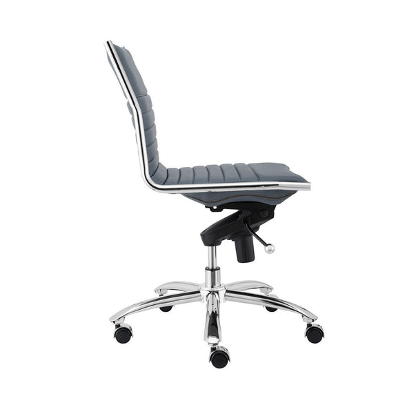 Dirk Armless Low Back Office Chair with Bungee Seat and Polished Base for Modern Workspace
