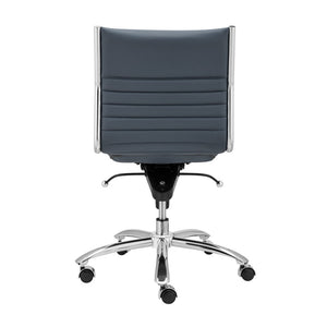 Dirk Armless Low Back Office Chair with Bungee Seat and Polished Base for Modern Workspace