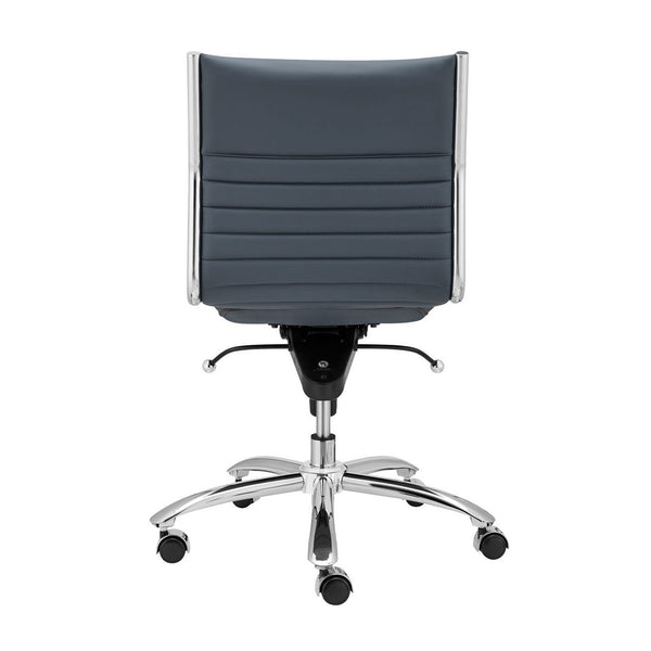 Dirk Armless Low Back Office Chair with Bungee Seat and Polished Base for Modern Workspace