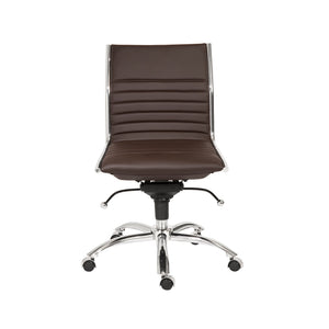 Dirk Armless Low Back Office Chair with Bungee Seat and Polished Base for Modern Workspace