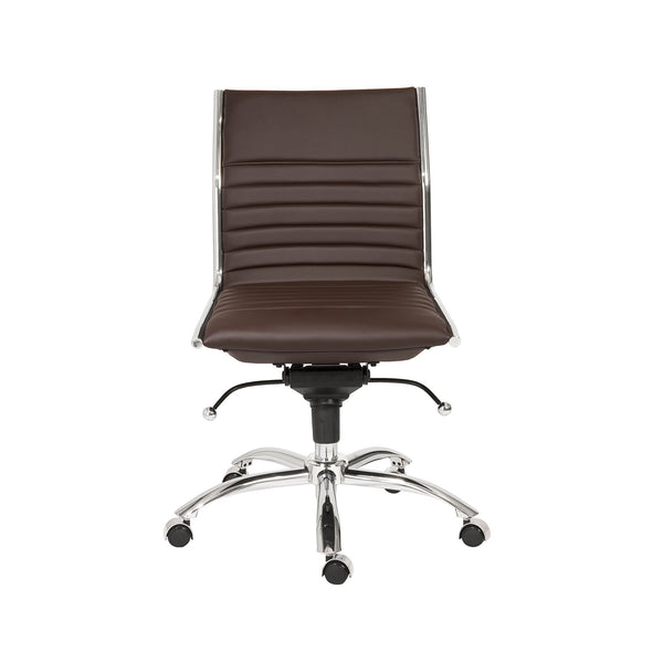 Dirk Armless Low Back Office Chair with Bungee Seat and Polished Base for Modern Workspace