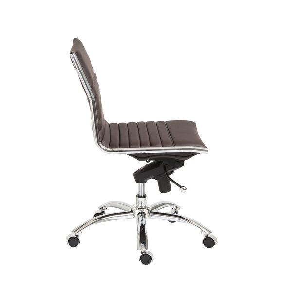 Dirk Armless Low Back Office Chair with Bungee Seat and Polished Base for Modern Workspace