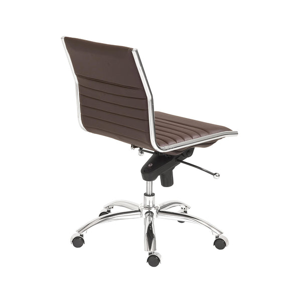 Dirk Armless Low Back Office Chair with Bungee Seat and Polished Base for Modern Workspace