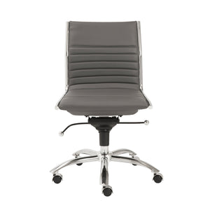 Dirk Armless Low Back Office Chair with Bungee Seat and Polished Base for Modern Workspace