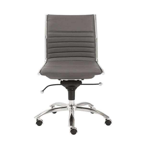 Dirk Armless Low Back Office Chair with Bungee Seat and Polished Base for Modern Workspace