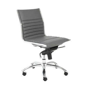 Dirk Armless Low Back Office Chair with Bungee Seat and Polished Base for Modern Workspace