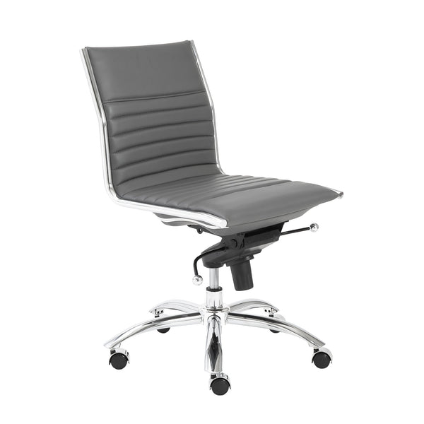 Dirk Armless Low Back Office Chair with Bungee Seat and Polished Base for Modern Workspace