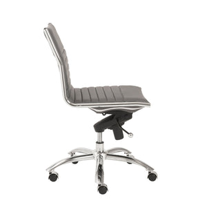 Dirk Armless Low Back Office Chair with Bungee Seat and Polished Base for Modern Workspace