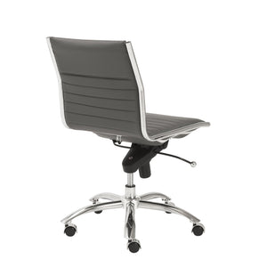 Dirk Armless Low Back Office Chair with Bungee Seat and Polished Base for Modern Workspace