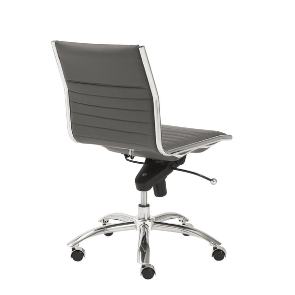 Dirk Armless Low Back Office Chair with Bungee Seat and Polished Base for Modern Workspace