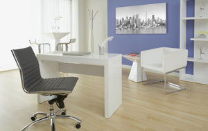 Dirk Armless Low Back Office Chair with Bungee Seat and Polished Base for Modern Workspace