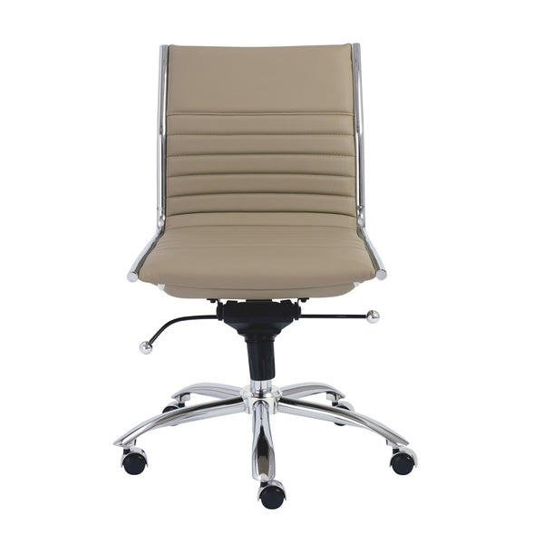 EE Test Vendor Dirk Armless Low Back Office Chair with Bungee Seat and Polished Base for Modern Workspace Taupe/Chrome EETEST-01266TPE