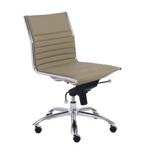 Dirk Armless Low Back Office Chair with Bungee Seat and Polished Base for Modern Workspace