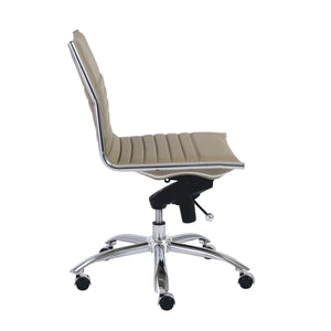 Dirk Armless Low Back Office Chair with Bungee Seat and Polished Base for Modern Workspace