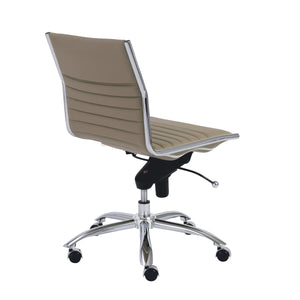 Dirk Armless Low Back Office Chair with Bungee Seat and Polished Base for Modern Workspace