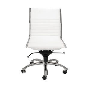 Dirk Armless Low Back Office Chair with Bungee Seat and Polished Base for Modern Workspace