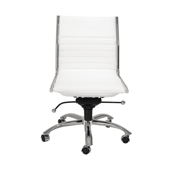 Dirk Armless Low Back Office Chair with Bungee Seat and Polished Base for Modern Workspace