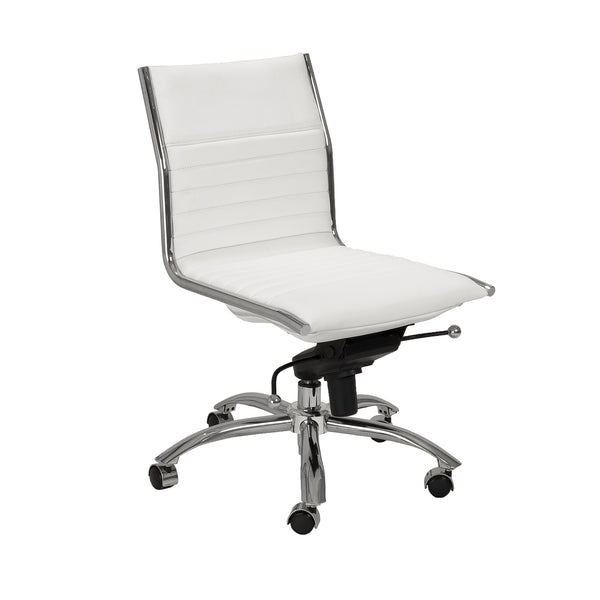 Dirk Armless Low Back Office Chair with Bungee Seat and Polished Base for Modern Workspace