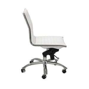 Dirk Armless Low Back Office Chair with Bungee Seat and Polished Base for Modern Workspace