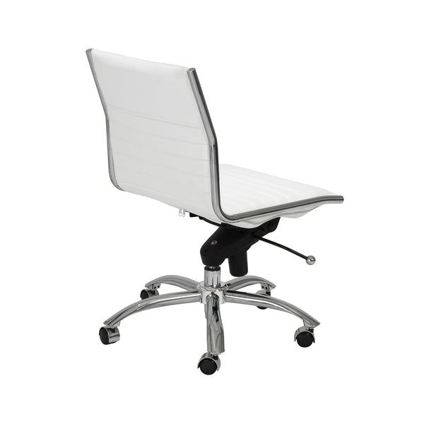 Dirk Armless Low Back Office Chair with Bungee Seat and Polished Base for Modern Workspace