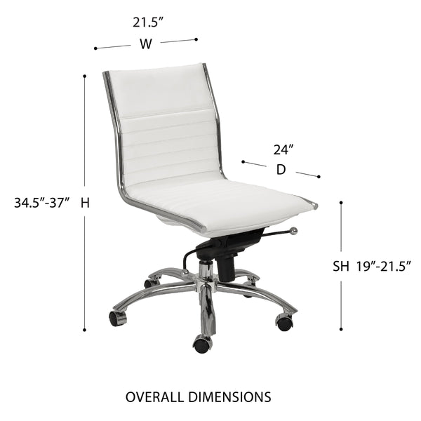 Dirk Armless Low Back Office Chair with Bungee Seat and Polished Base for Modern Workspace