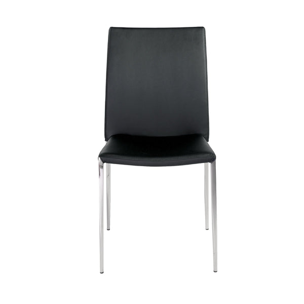 Diana Leatherette Stacking Chairs with Polished Steel Base for Modern Dining Set of 2