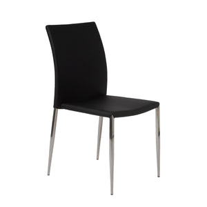 Diana Leatherette Stacking Chairs with Polished Steel Base for Modern Dining Set of 2