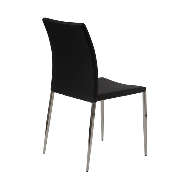 Diana Leatherette Stacking Chairs with Polished Steel Base for Modern Dining Set of 2