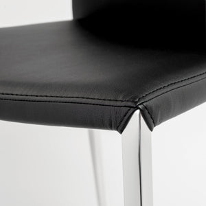 Diana Leatherette Stacking Chairs with Polished Steel Base for Modern Dining Set of 2