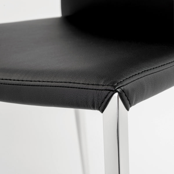 Diana Leatherette Stacking Chairs with Polished Steel Base for Modern Dining Set of 2