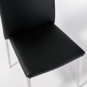 Diana Leatherette Stacking Chairs with Polished Steel Base for Modern Dining Set of 2