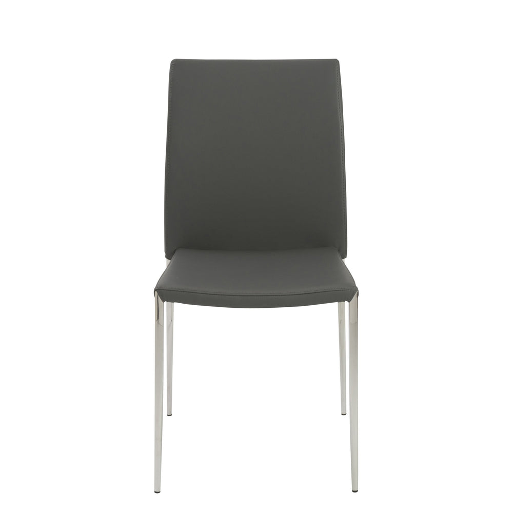 EE Test Vendor Diana Leatherette Stacking Chairs with Polished Steel Base for Modern Dining Set of 2 Gray EETEST-02348GRY-MP2