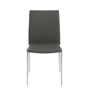 Diana Leatherette Stacking Chairs with Polished Steel Base for Modern Dining Set of 2