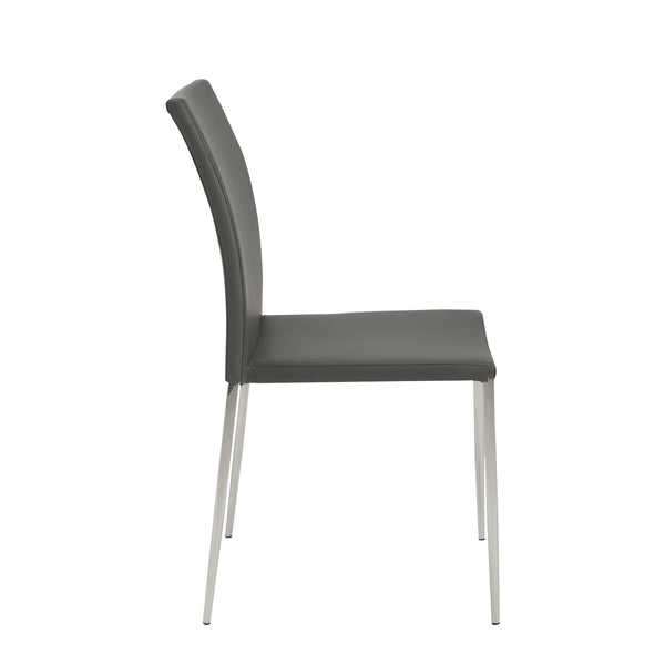 Diana Leatherette Stacking Chairs with Polished Steel Base for Modern Dining Set of 2