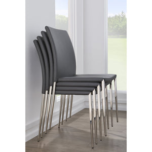 Diana Leatherette Stacking Chairs with Polished Steel Base for Modern Dining Set of 2