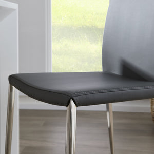 Diana Leatherette Stacking Chairs with Polished Steel Base for Modern Dining Set of 2
