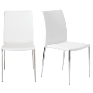 Diana Leatherette Stacking Chairs with Polished Steel Base for Modern Dining Set of 2