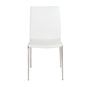 Diana Leatherette Stacking Chairs with Polished Steel Base for Modern Dining Set of 2