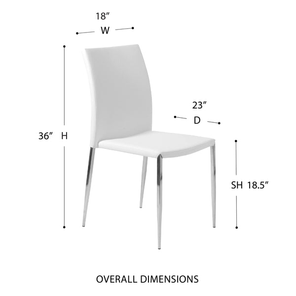 Diana Leatherette Stacking Chairs with Polished Steel Base for Modern Dining Set of 2
