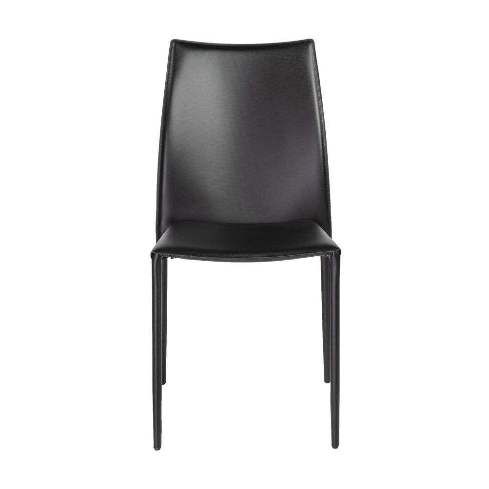 EE Test Vendor Dalia Stackable Leather Accent Chair Set Elegant Upholstered Seating for Modern Living Spaces Black EETEST-02350BLK-MP2
