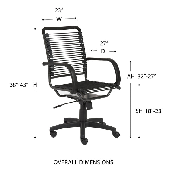 Bungie High Back Ergonomic Office Chair Bungee Cord Seat Aluminum Base Natural Ventilation