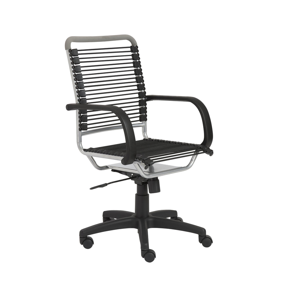 EE Test Vendor Bungie High Back Ergonomic Office Chair Bungee Cord Seat Aluminum Base Natural Ventilation Black/Aluminum EETEST-02556